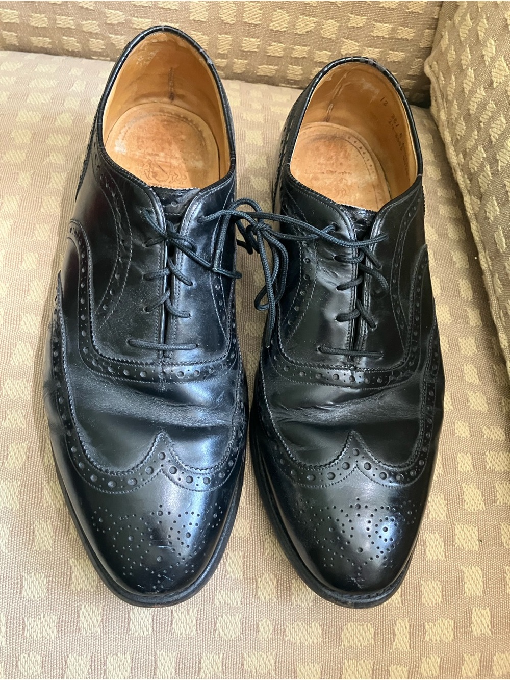 Vintage Johnston & Murphy Men’s Black Leather Wingtip Oxfords Aristocraft size12